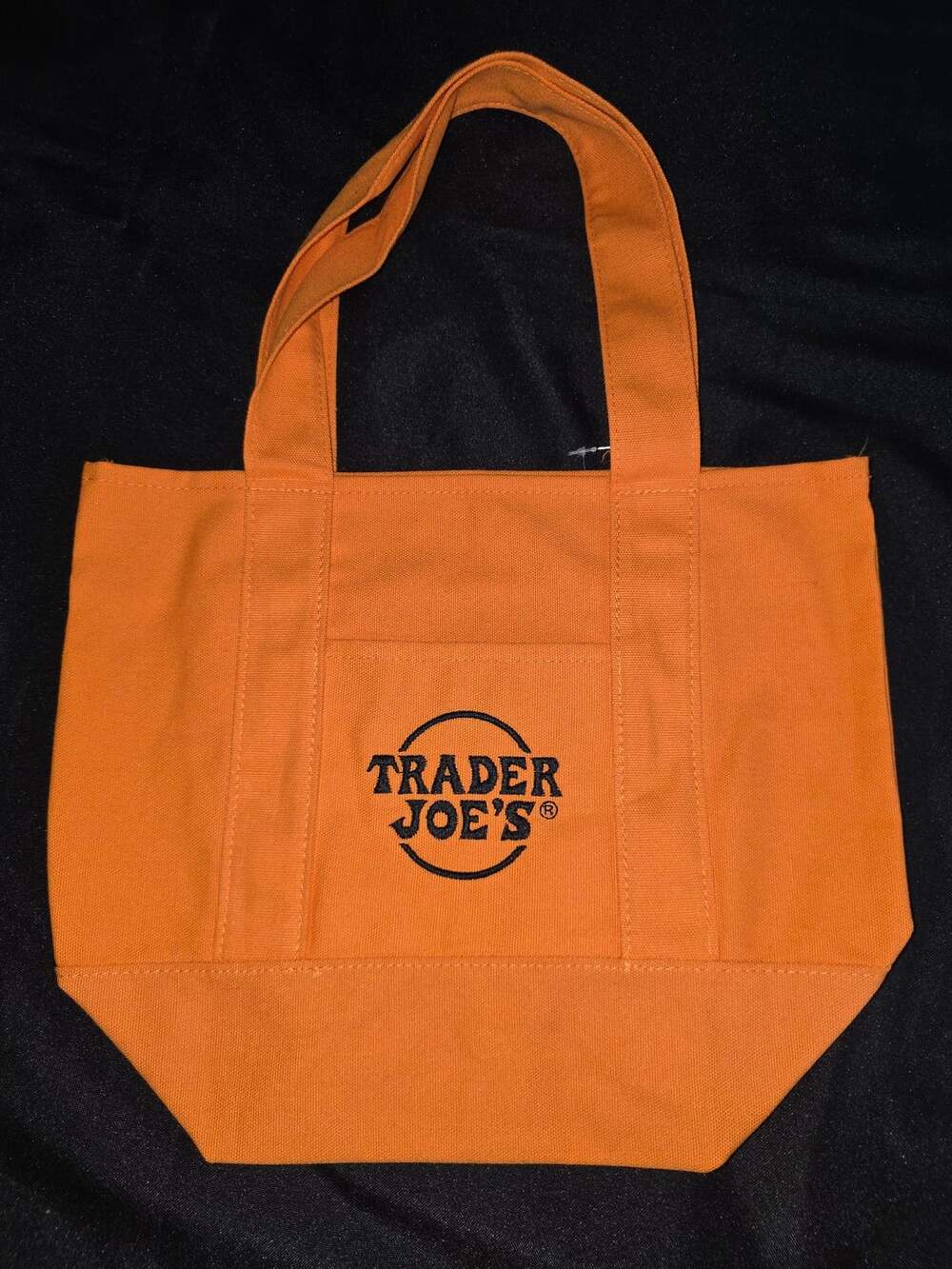 Trader Joe's Mini Canvas Tote Bag Orange Halloween Trick or Treat